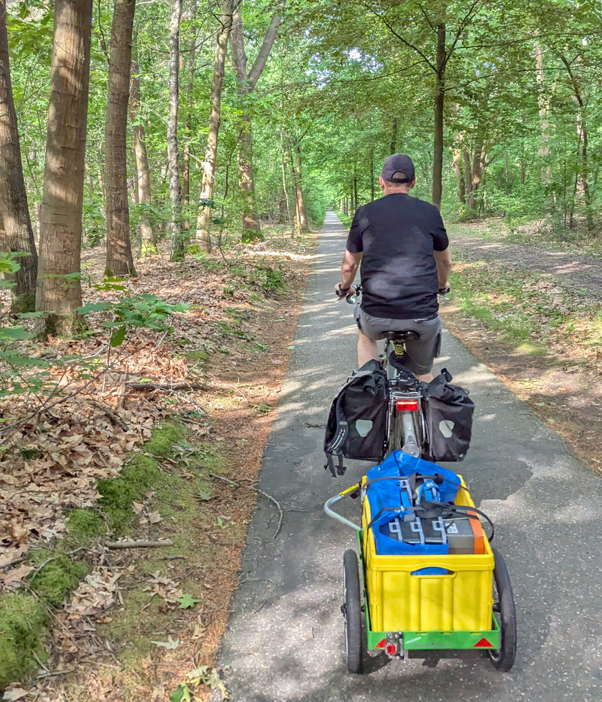 Fahrrad mit Anhänger im Wald